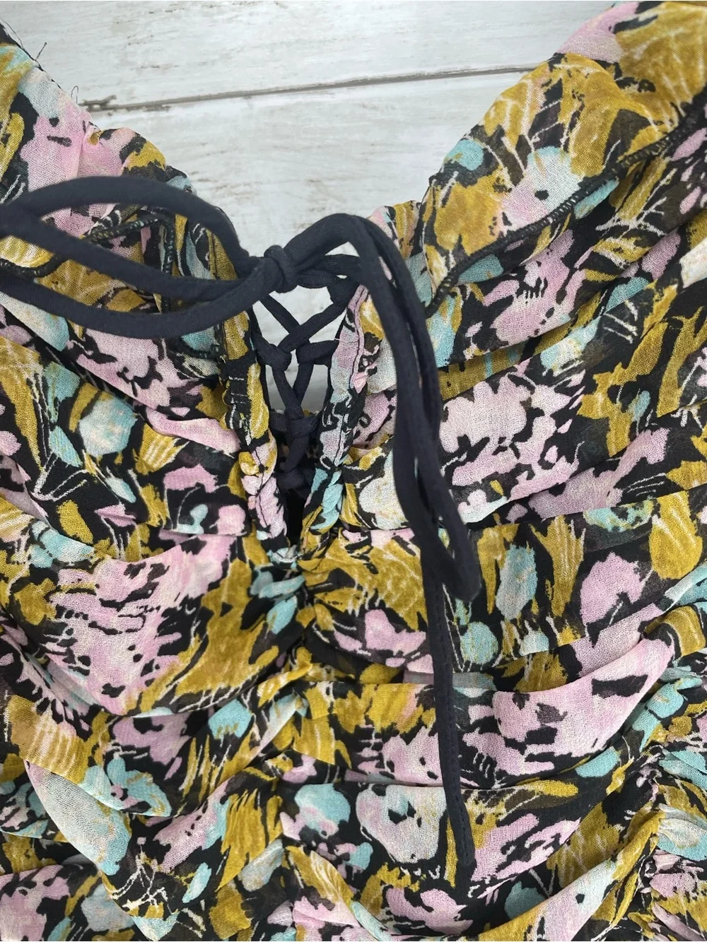 Free People Mabel Garden Comb Size L Ruffle Ruched Milkmaid Cottage Core